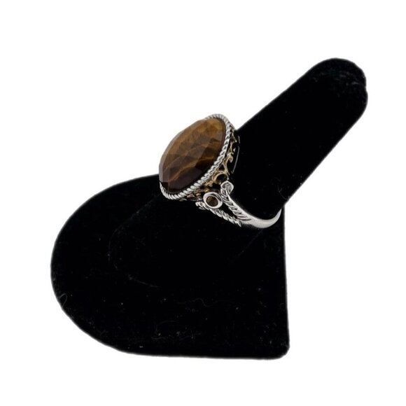 Sterling Silver Oval Faceted Tigers Eye Ring Size 7. - Picture 3 of 12